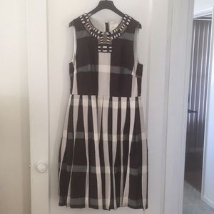 Anthropologie Plaid dress with Beaded collar Sz 12